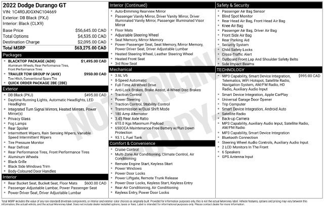Used 2022 Dodge Durango GT w/ Blacktop Package AWD/4WD image 52