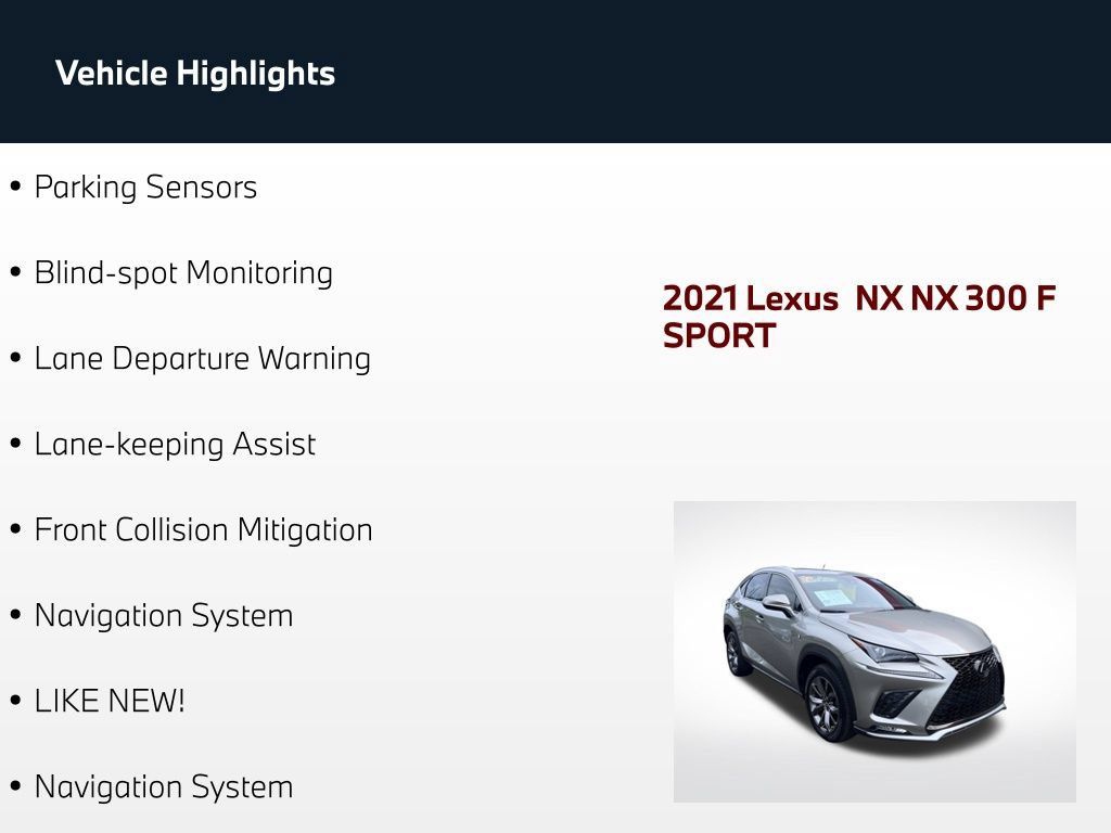 Used 2021 Lexus NX 300 F Sport w/ F Sport Premium Package FWD image 69