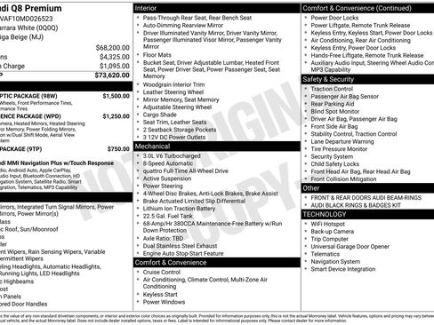 Used 2021 Audi Q8 Premium w/ Black Optic Package AWD/4WD image 44