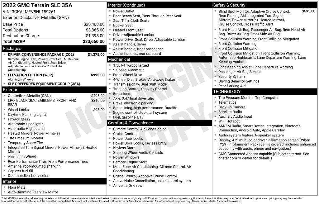Used 2022 GMC Terrain SLE w/ Driver Convenience Package FWD image 3
