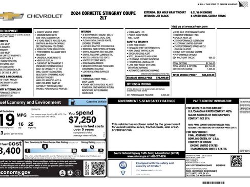 Used 2024 Chevrolet Corvette Stingray Preferred Cpe w/ Z51 Performance Package RWD image 3