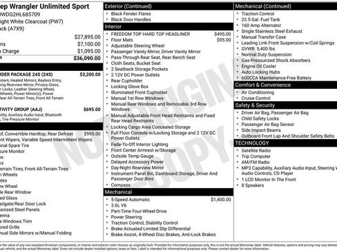 Used 2017 Jeep Wrangler Unlimited Sport w/ Quick Order Package 24S AWD/4WD image 42