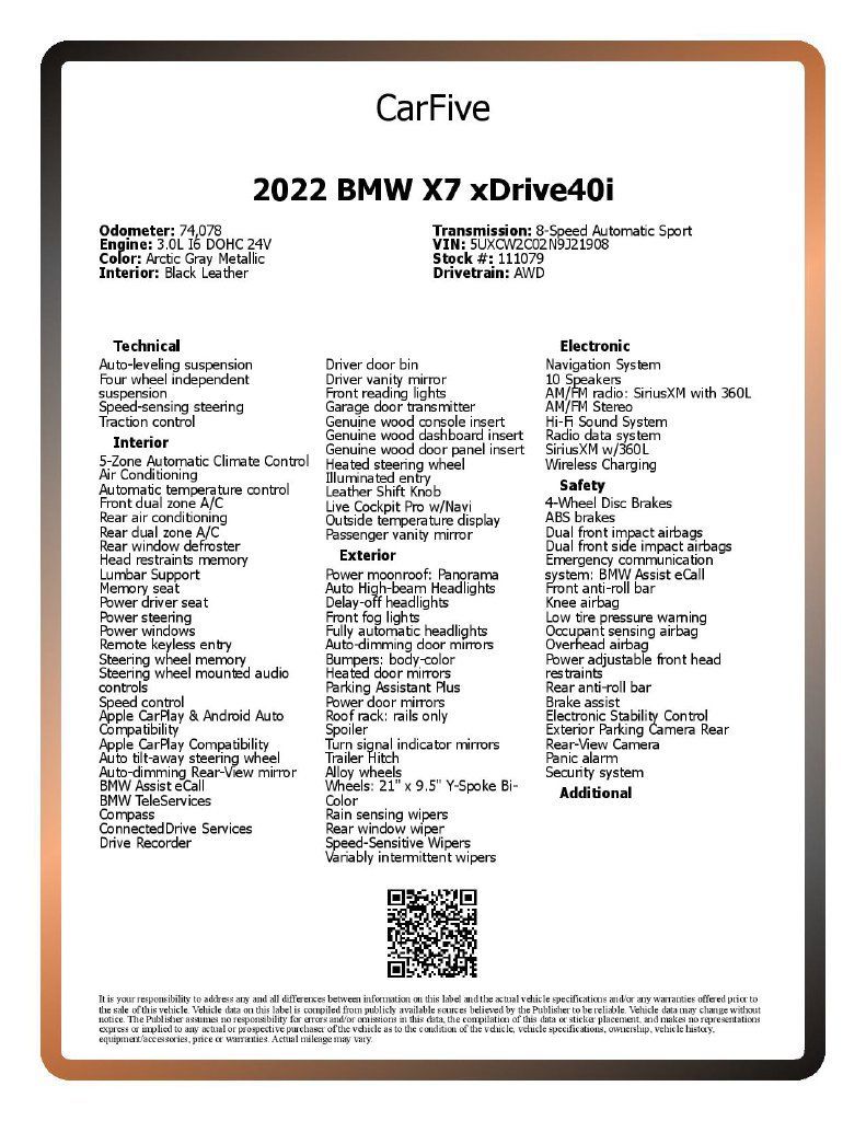 Used 2022 BMW X7 xDrive40i w/ Cold Weather Package AWD/4WD image 31