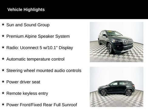 Used 2022 Jeep Compass Limited w/ Sun and Sound Group image 2