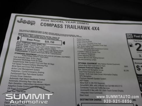 New 2026 Jeep Compass Trailhawk w/ Sun, Sound & Navigation Group AWD/4WD image 35