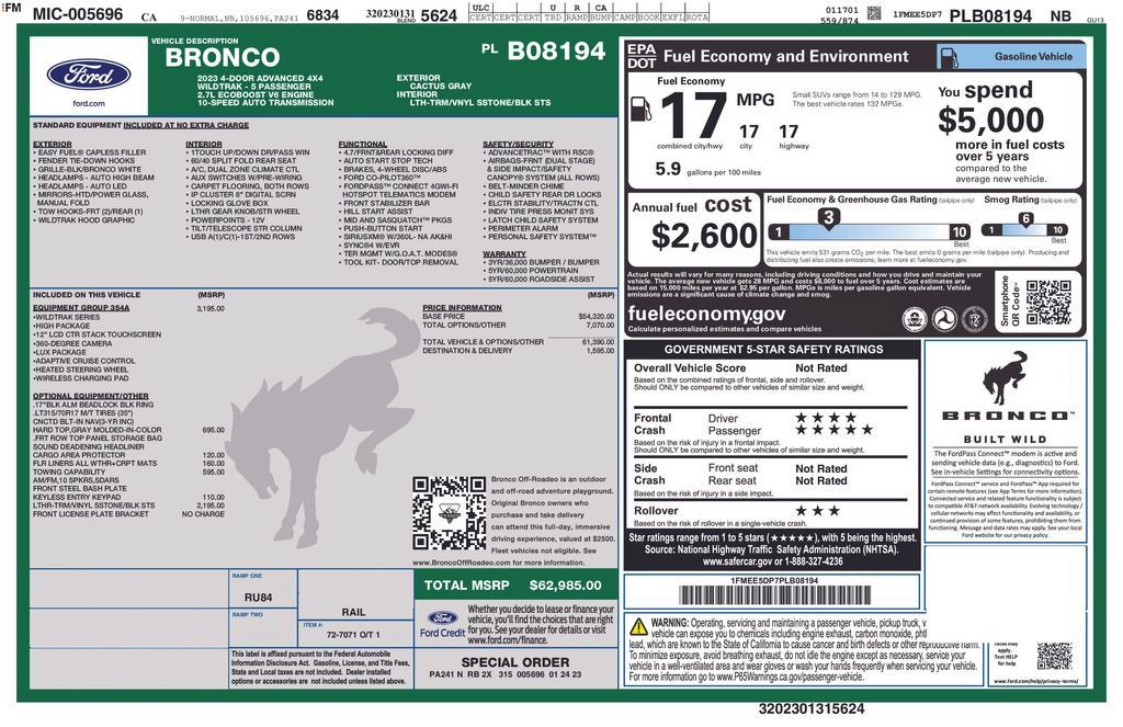 Certified 2023 Ford Bronco Wildtrak AWD/4WD image 6