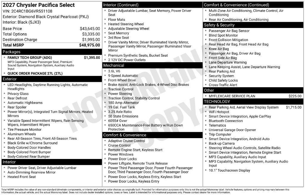 New 2027 Chrysler Pacifica Select w/ Family Tech Group FWD image 32