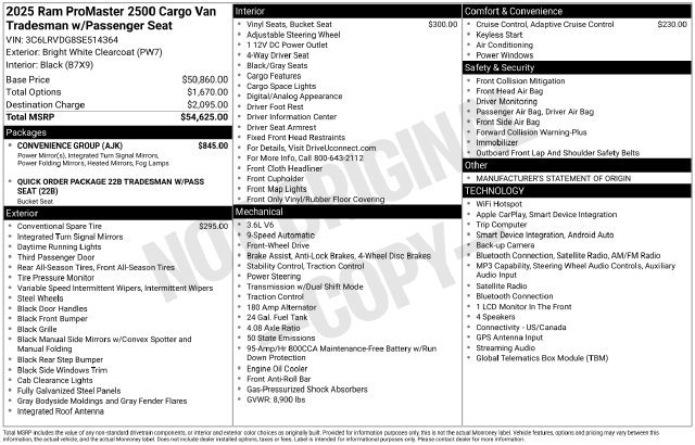 Used 2025 RAM ProMaster 2500 w/ Convenience Group FWD image 2