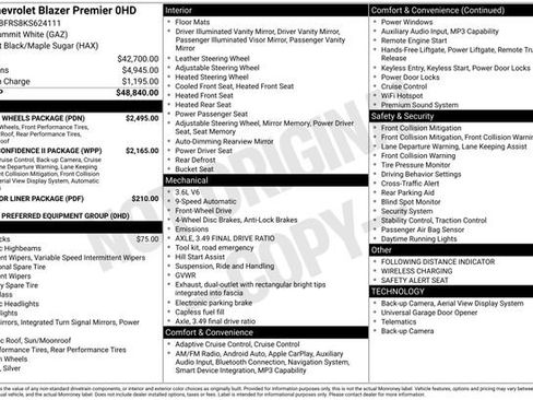 Used 2019 Chevrolet Blazer Premier w/ Sun and Wheels Package FWD image 34