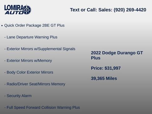 Used 2022 Dodge Durango GT w/ Blacktop Package AWD/4WD image 8