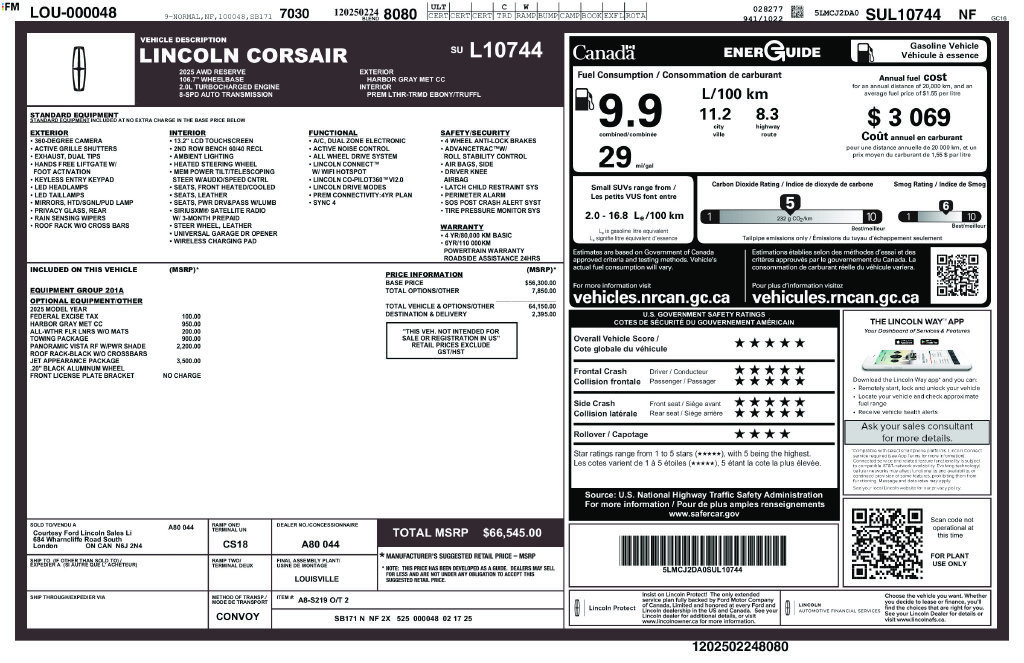 Used 2025 Lincoln Corsair Reserve w/ Jet Appearance Package AWD/4WD image 33