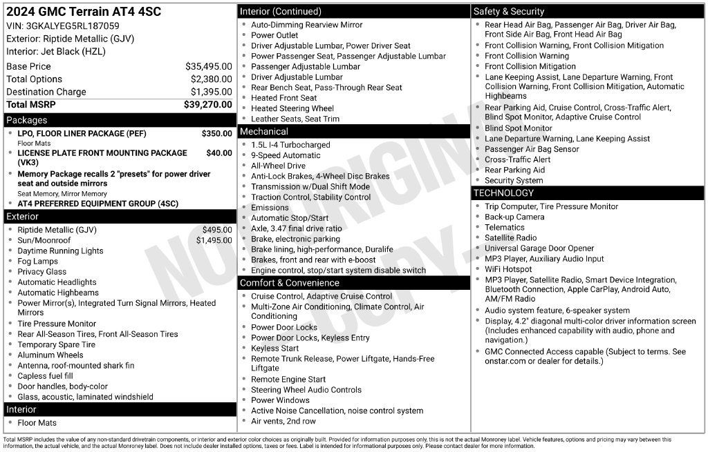 Used 2024 GMC Terrain AT4 w/ LPO, Floor Liner Package AWD/4WD image 36