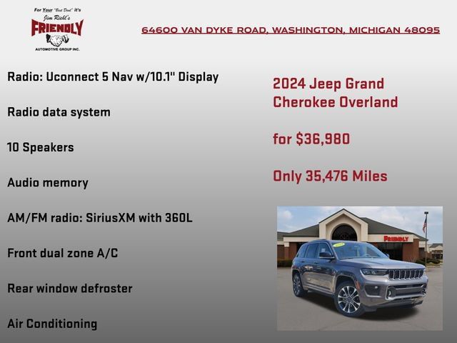 Certified 2024 Jeep Grand Cherokee Overland w/ Luxury Tech Group IV AWD/4WD image 15