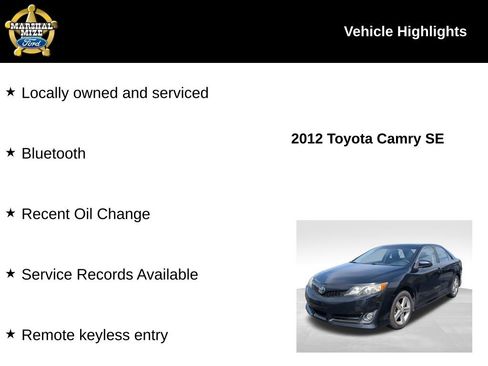 Used 2012 Toyota Camry SE image 2
