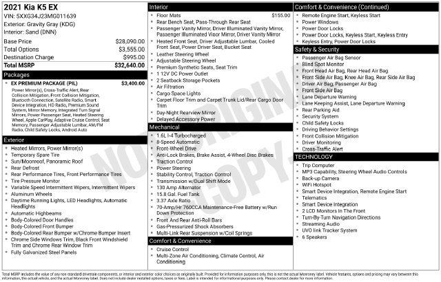Used 2021 Kia K5 EX w/ EX Premium Package FWD image 22