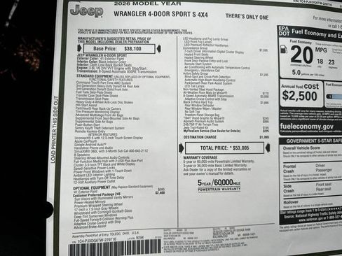 New 2026 Jeep Wrangler Sport S image 28