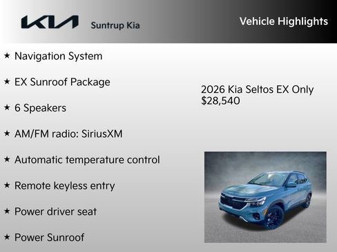 New 2026 Kia Seltos EX w/ EX Sunroof Package image 7