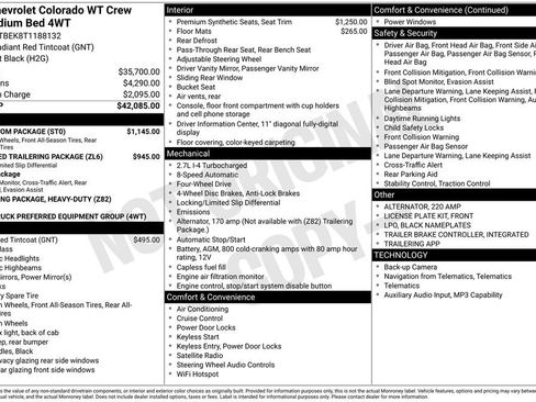 New 2026 Chevrolet Colorado W/T w/ WT Custom Package AWD/4WD image 6