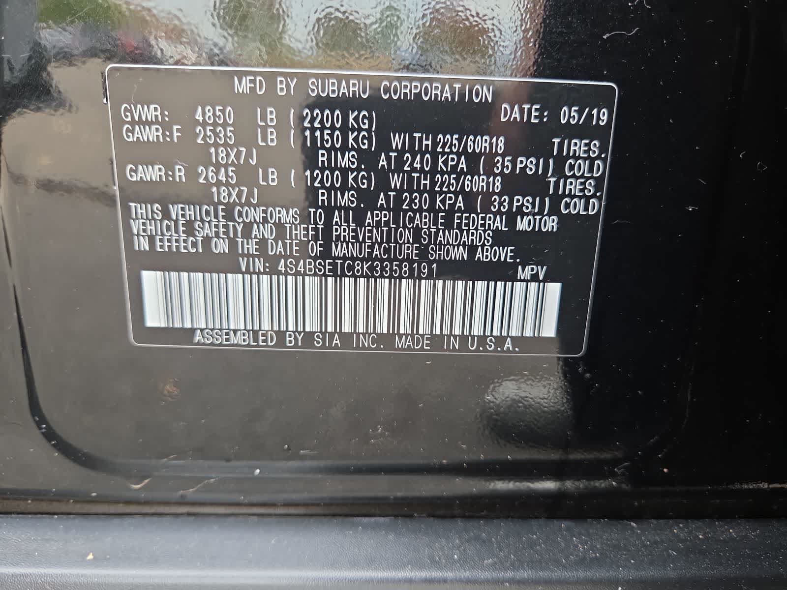 Used 2019 Subaru Outback 3.6R Touring w/ Popular Package #3A AWD/4WD image 29