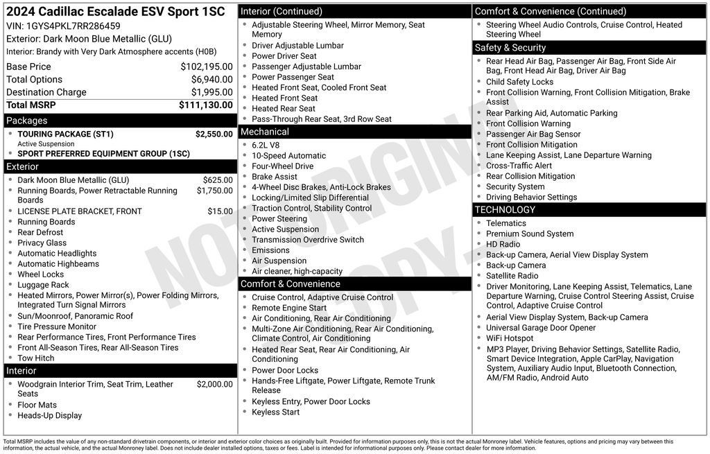 Used 2024 Cadillac Escalade ESV Sport w/ Touring Package AWD/4WD image 13