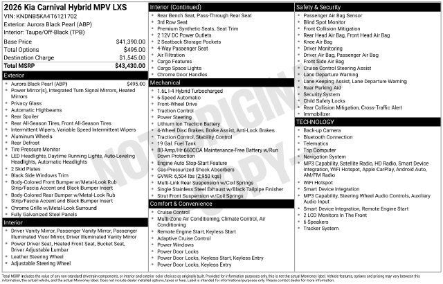 Used 2026 Kia Carnival LXS FWD image 9