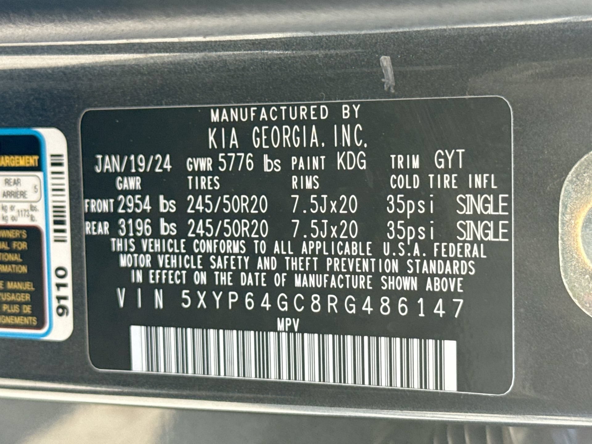 Used 2024 Kia Telluride S w/ S Sunroof Package FWD image 37