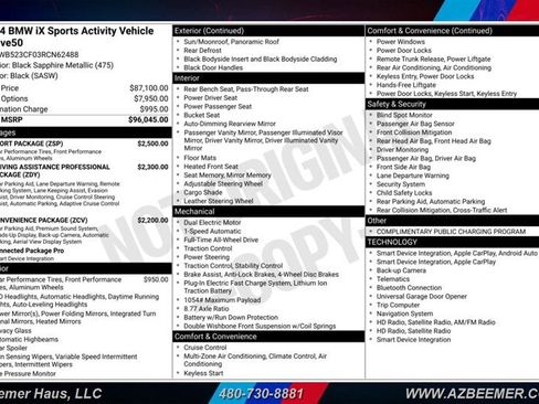 Used 2024 BMW iX xDrive50 w/ Sport Package AWD/4WD image 3