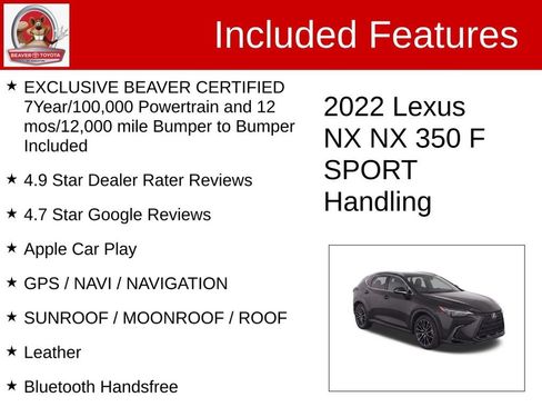 Used 2022 Lexus NX 350 F Sport w/ Towing Package (2000 Lbs) AWD/4WD image 4