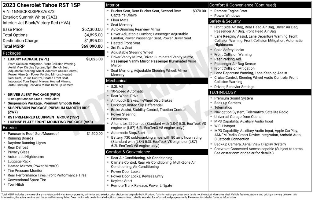 Used 2023 Chevrolet Tahoe RST w/ Luxury Package RWD image 40