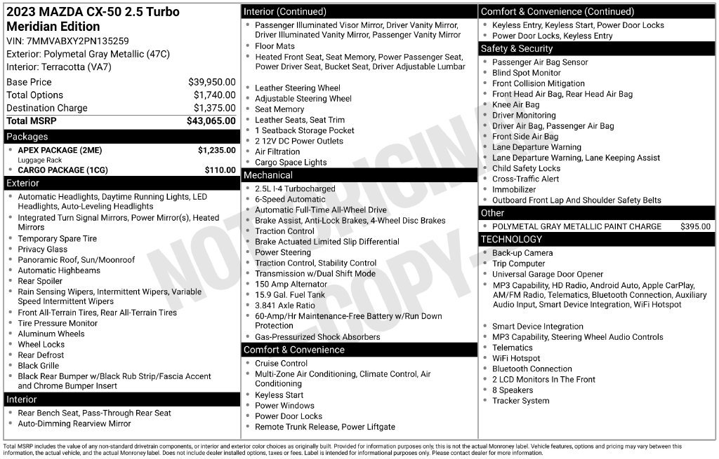 Used 2023 MAZDA CX-50 Meridian Edition w/ Apex Package AWD/4WD image 35