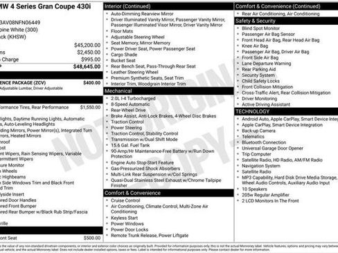 Used 2022 BMW 430i Gran Coupe w/ M Sport Package RWD image 2