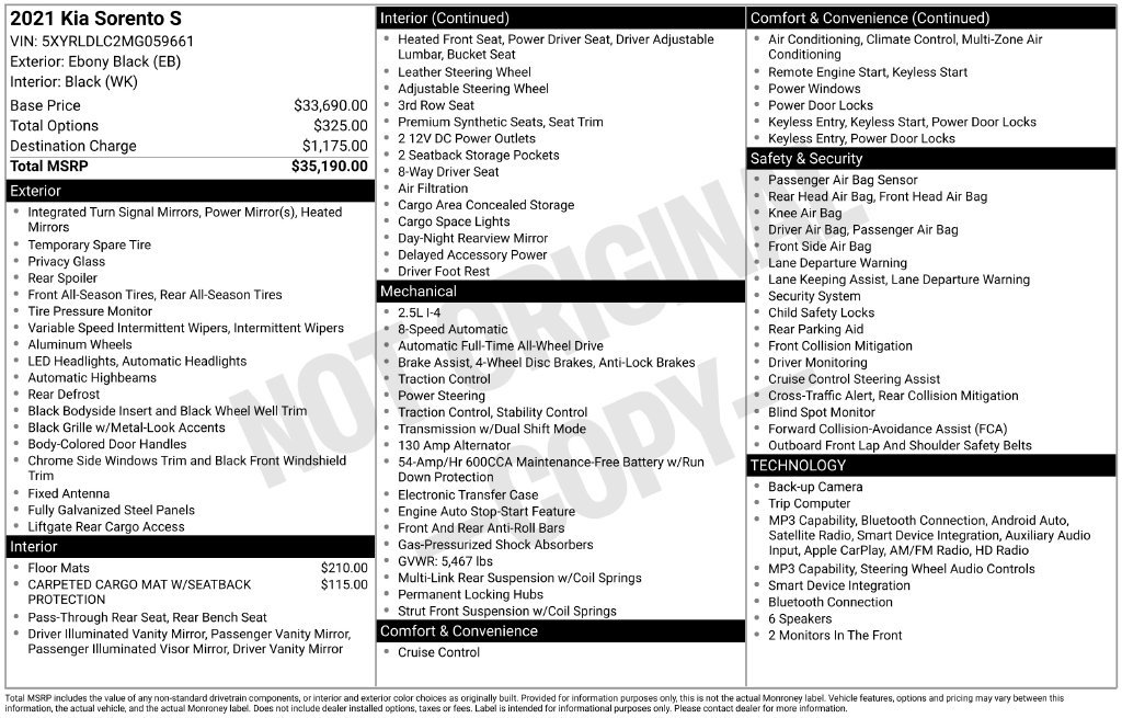 Certified 2021 Kia Sorento S AWD/4WD image 7