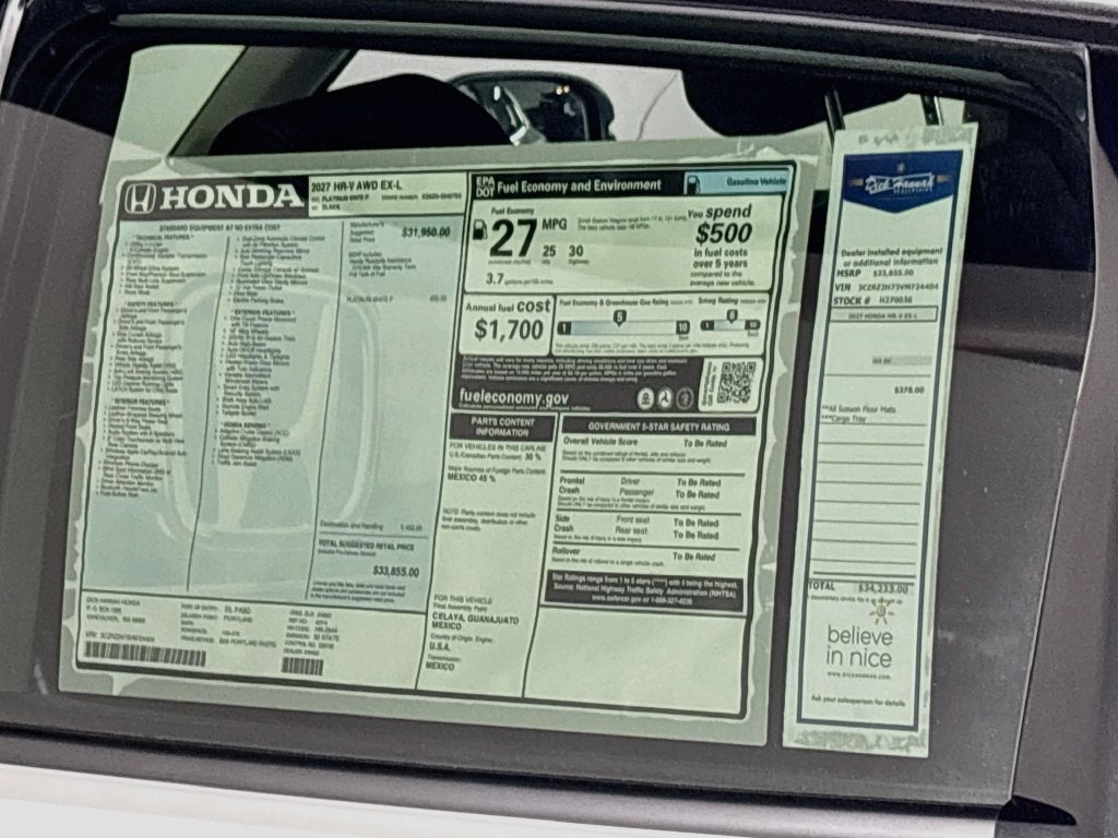 New 2027 Honda HR-V EX-L image 24