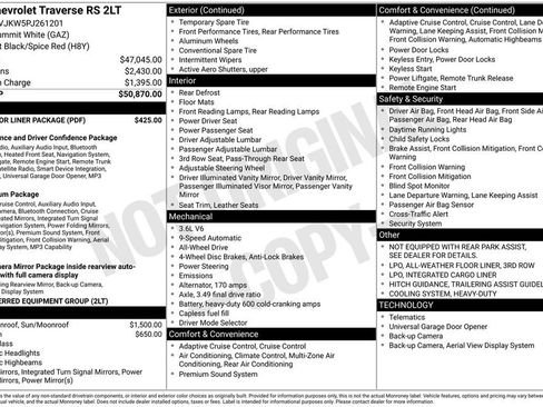 Used 2023 Chevrolet Traverse RS w/ LPO, Floor Liner Package AWD/4WD image 2