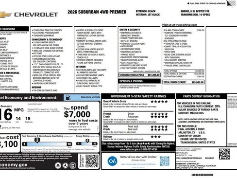 Used 2026 Chevrolet Suburban Premier w/ Sun And Tow Package AWD/4WD image 3