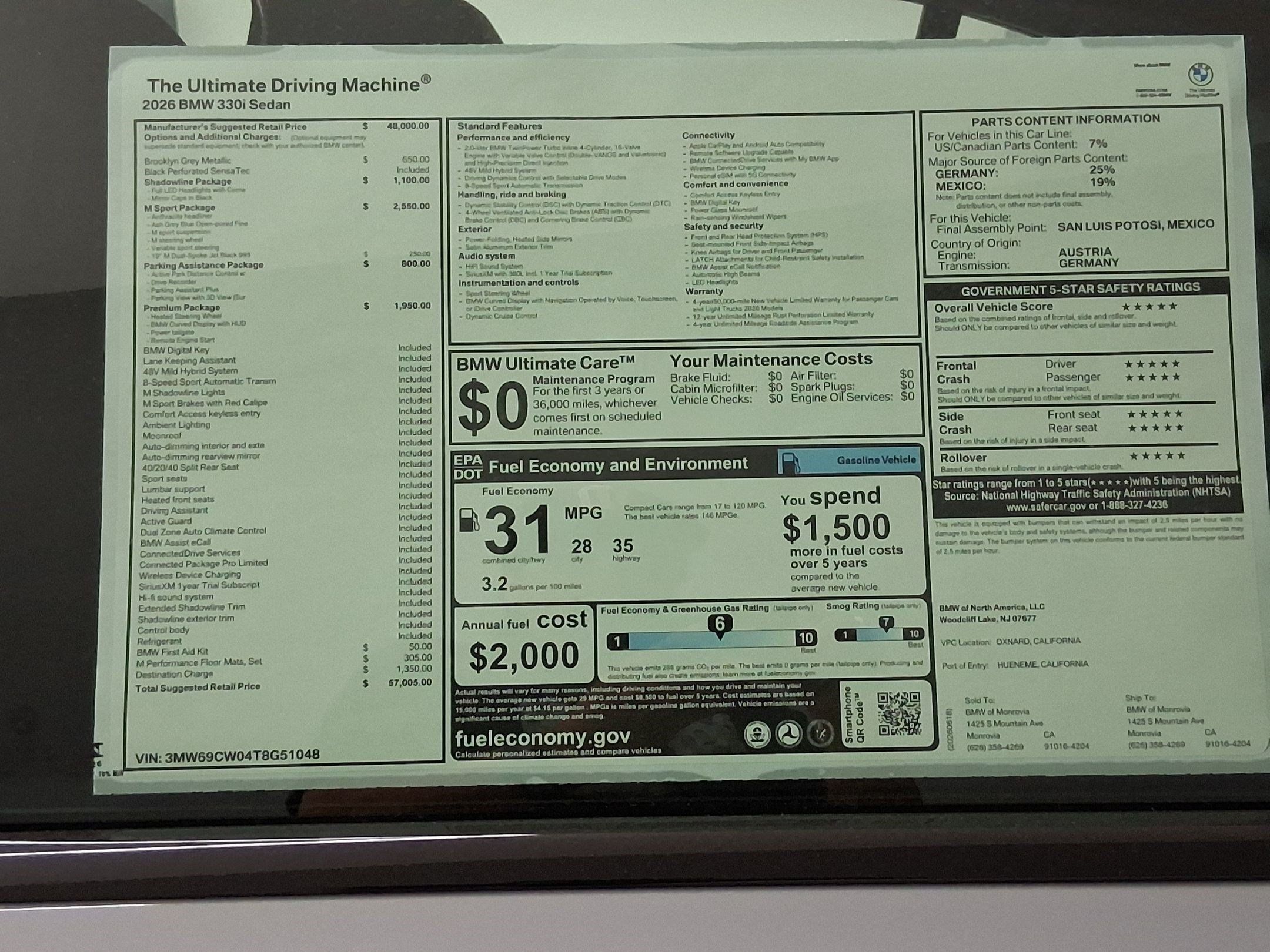 New 2026 BMW 330i Sedan w/ M Sport Package RWD image 34