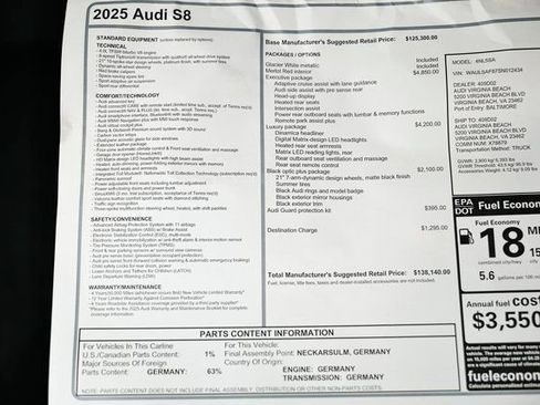 New 2025 Audi S8 AWD/4WD image 46