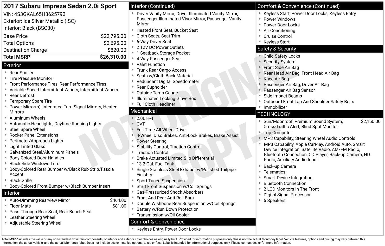 Used 2017 Subaru Impreza 2.0i Sport AWD/4WD image 1