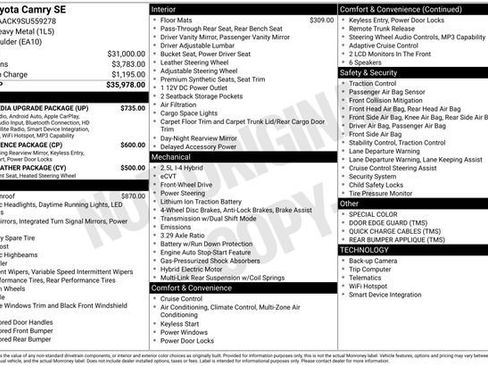 Used 2025 Toyota Camry SE w/ Multimedia Upgrade Package FWD image 2
