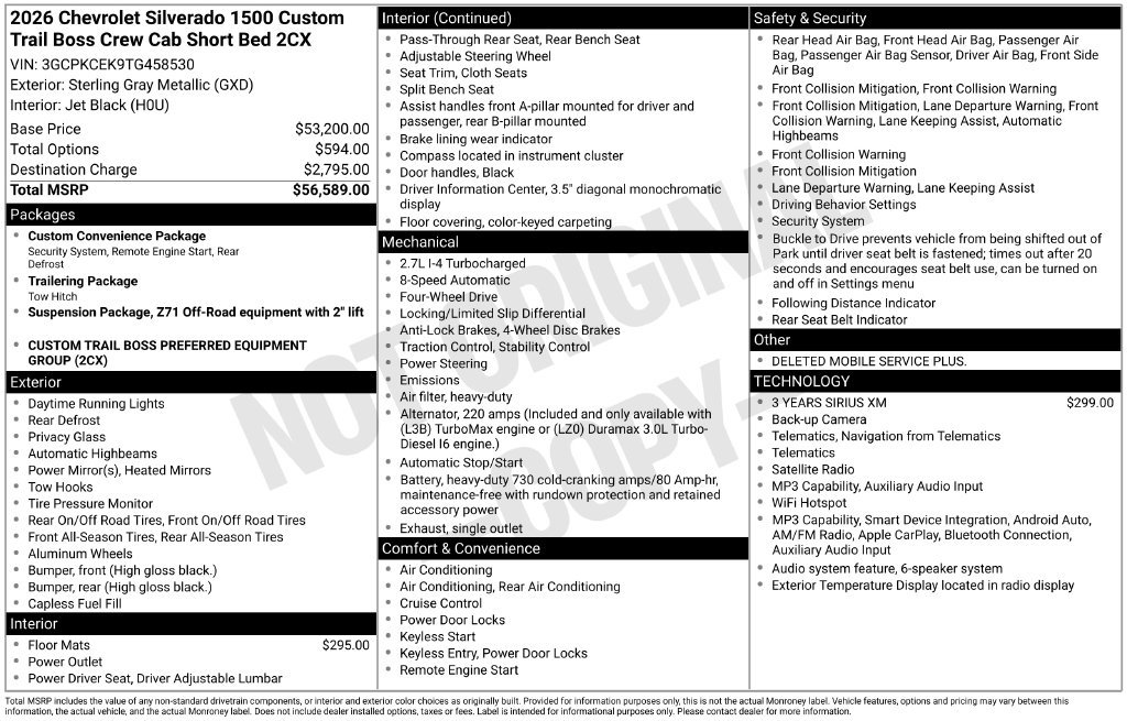 Used 2026 Chevrolet Silverado 1500 Custom Trail Boss AWD/4WD image 37