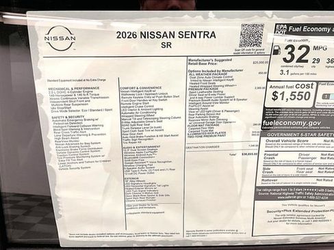 New 2026 Nissan Sentra SR w/ SR Premium Package FWD image 40