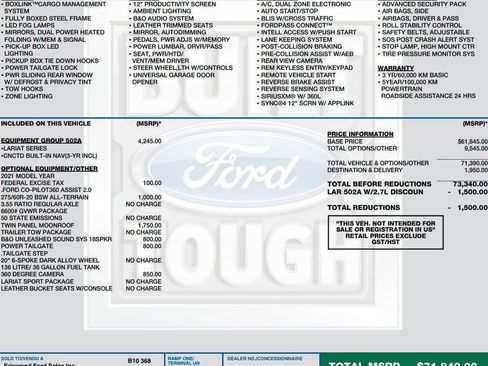 Used 2021 Ford F150 Lariat w/ Equipment Group 502A High AWD/4WD image 2