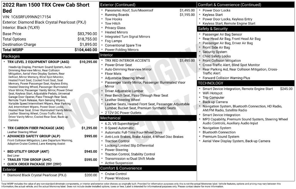 Used 2022 RAM 1500 TRX w/ TRX Level 2 Equipment Group AWD/4WD image 8