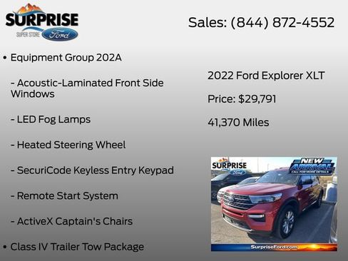 Used 2022 Ford Explorer XLT w/ Equipment Group 202A AWD/4WD image 7