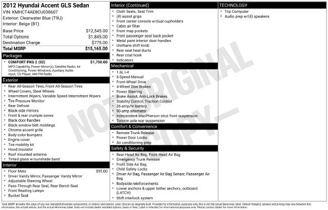 Used 2012 Hyundai Accent GLS w/ Comfort Pkg 2 FWD image 2