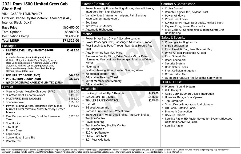 Used 2021 RAM 1500 Limited AWD/4WD image 7