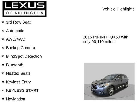 Used 2015 INFINITI QX60 Luxe w/ Premium Plus Package AWD/4WD image 8
