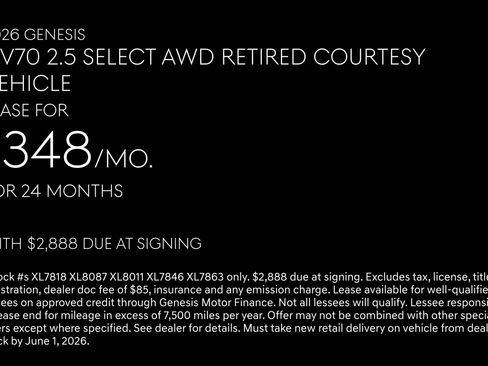 Used 2026 Genesis GV70 2.5T Select AWD/4WD image 2