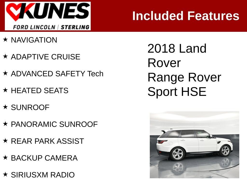 Used 2018 Land Rover Range Rover Sport HSE AWD/4WD image 2