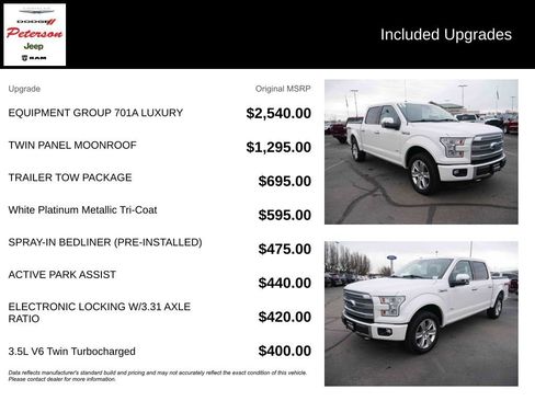 Used 2015 Ford F150 Platinum w/ Equipment Group 701A Luxury image 13